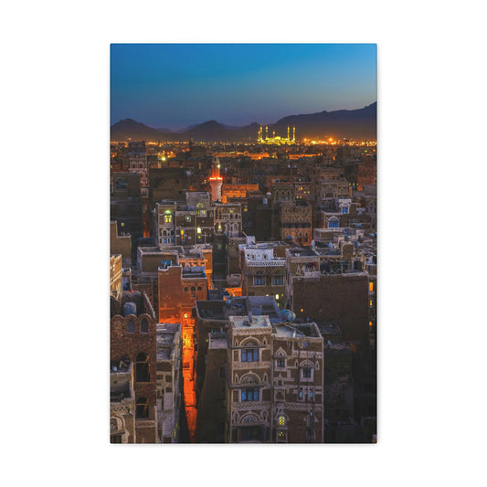 Sanaa Yemen by Night 16x24 Canvas