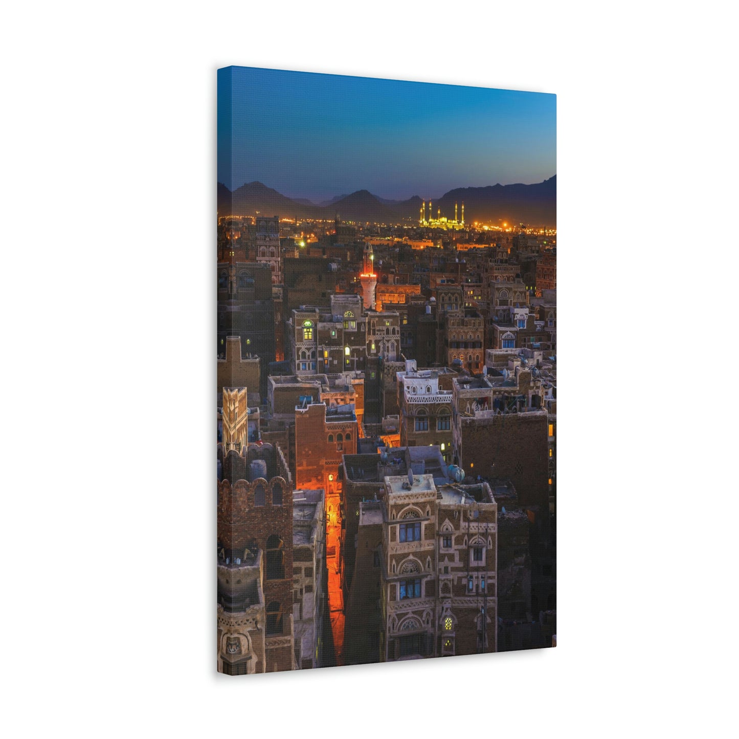 Sanaa Yemen by Night 16x24 Canvas