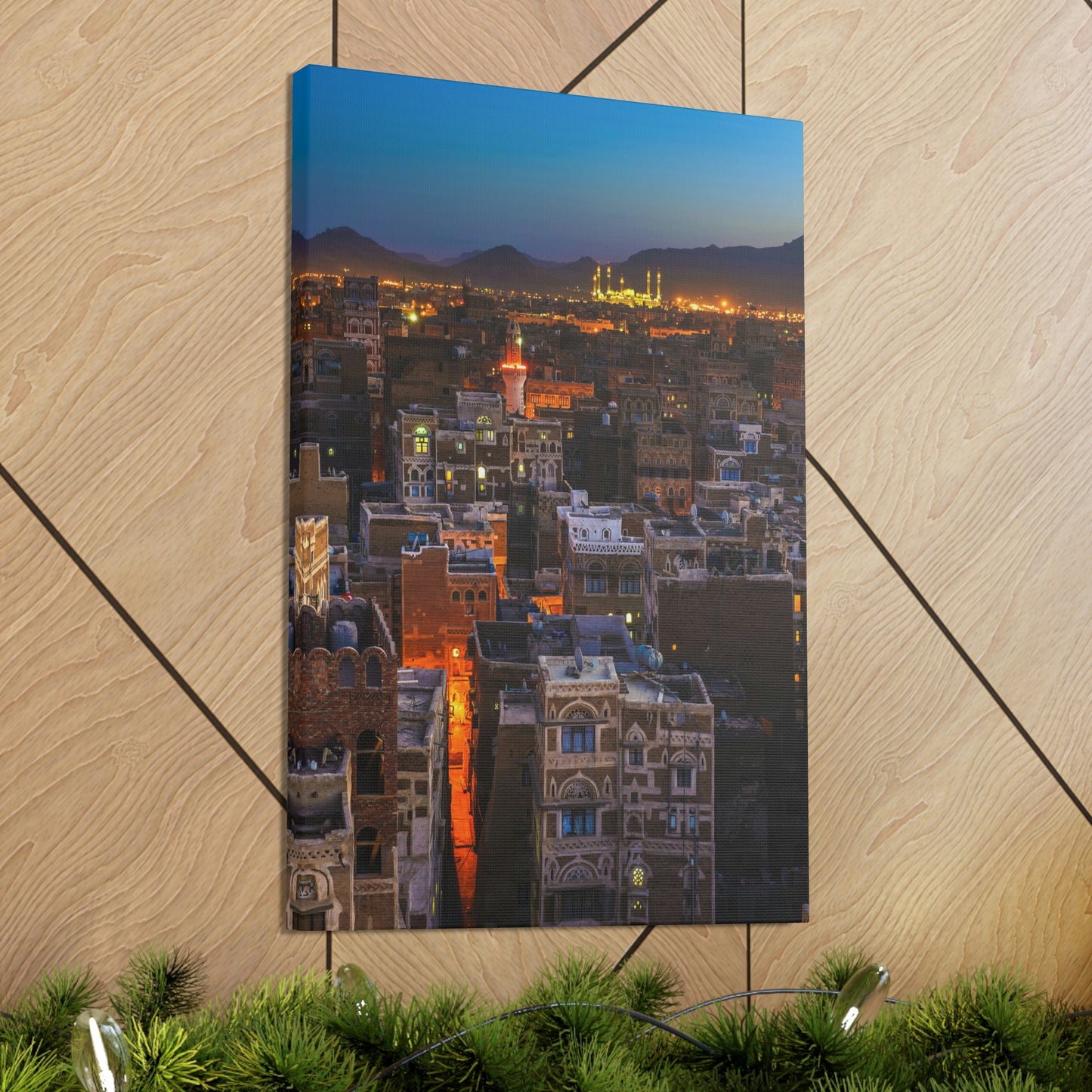 Sanaa Yemen by Night 16x24 Canvas